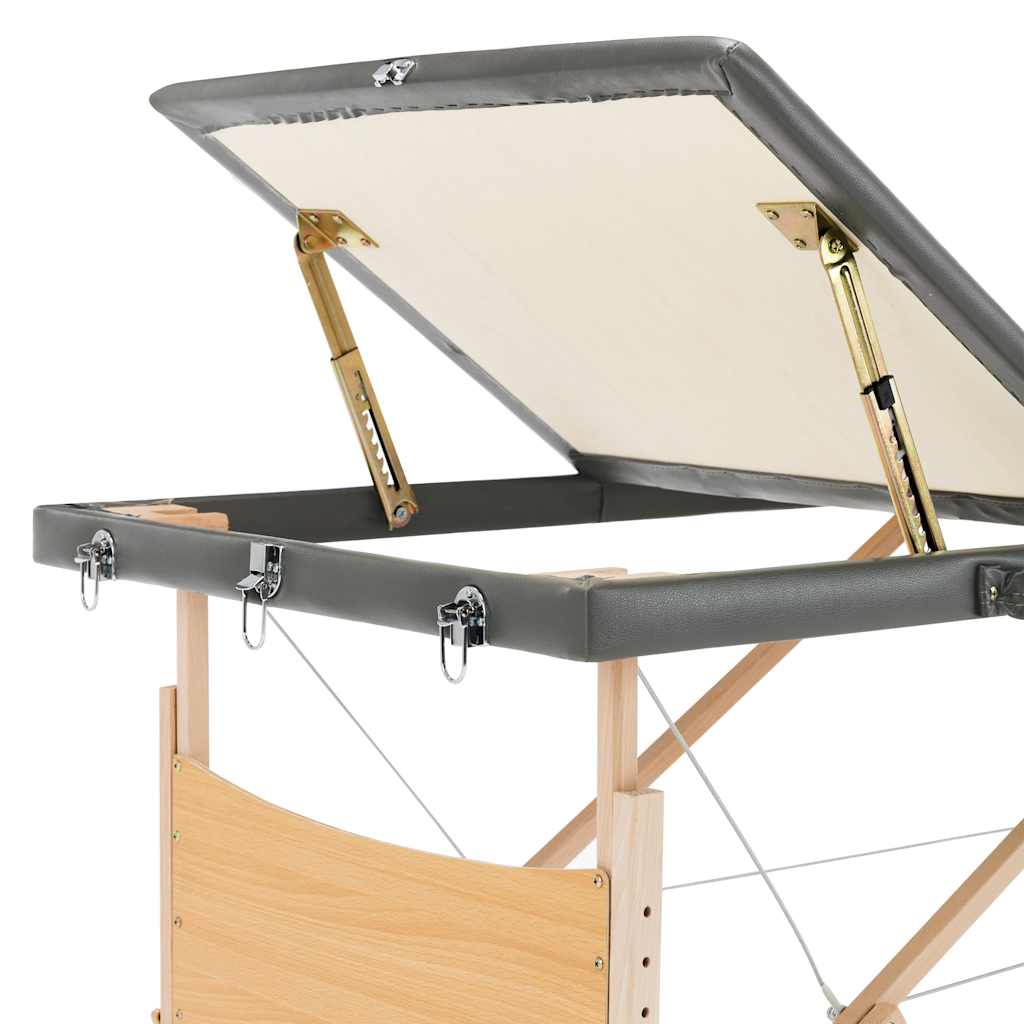 Κρεβάτι Μασάζ 3 Θέσεων Ανθρακί 186x68 εκ. με Ξύλινο Σκελετό