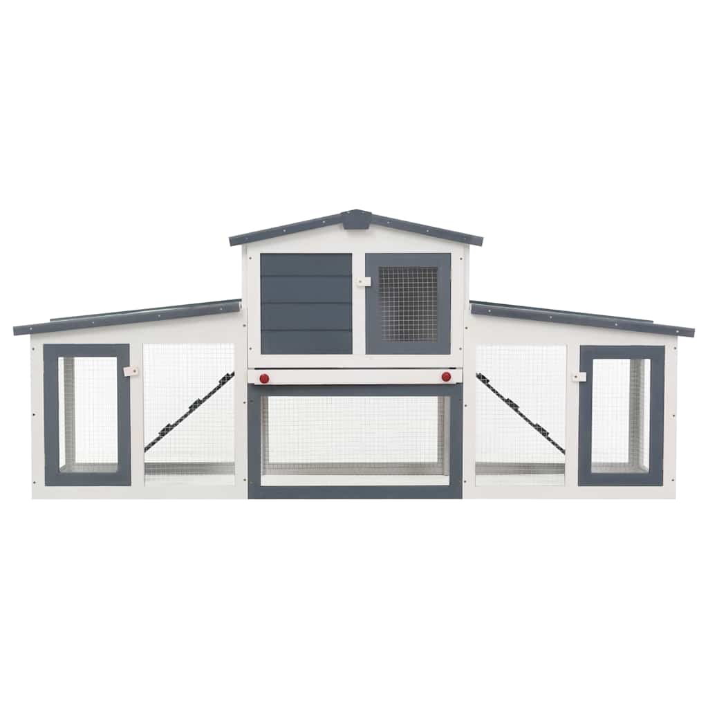 Κλουβί Κουνελιών Μεγάλο Γκρι/Λευκό 201 x 45 x 85 εκ. Ξύλινο