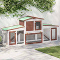 Κλουβί Κουνελιών Μεγάλο Καφέ/Λευκό 201 x 45 x 85 εκ. Ξύλινο