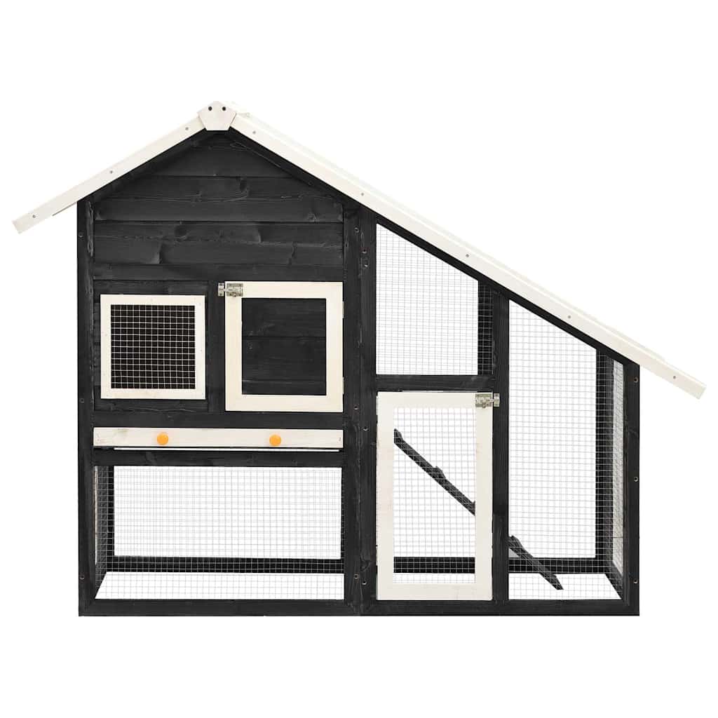 Κλουβί Κουνελιών Γκρι/Λευκό 140x63x120 εκ. Μασίφ Ξύλο Ελάτης
