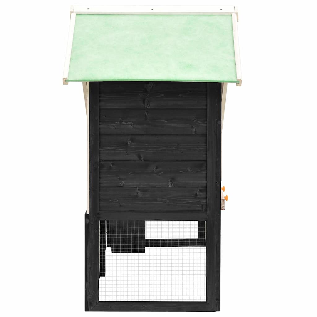 Κλουβί Κουνελιών Γκρι/Λευκό 140x63x120 εκ. Μασίφ Ξύλο Ελάτης