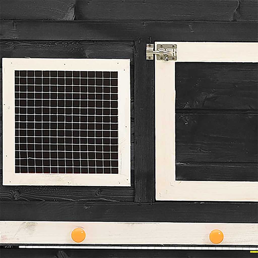 Κλουβί Κουνελιών Γκρι/Λευκό 140x63x120 εκ. Μασίφ Ξύλο Ελάτης