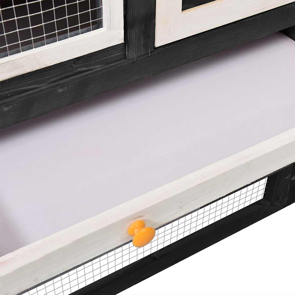Κλουβί Κουνελιών Γκρι/Λευκό 140x63x120 εκ. Μασίφ Ξύλο Ελάτης