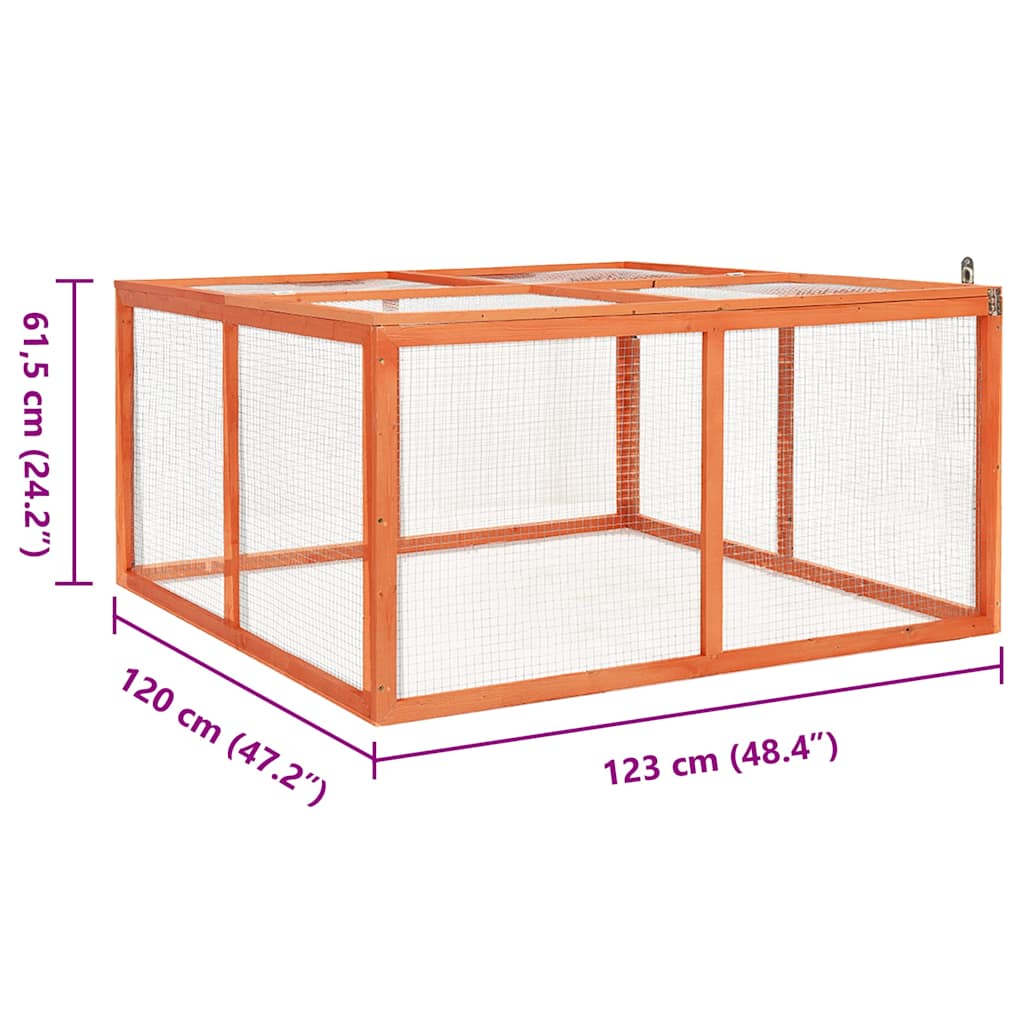 Κλουβί Κουνελιών 124 x 120 x 60 εκ. από Μασίφ Ξύλο Ελάτης