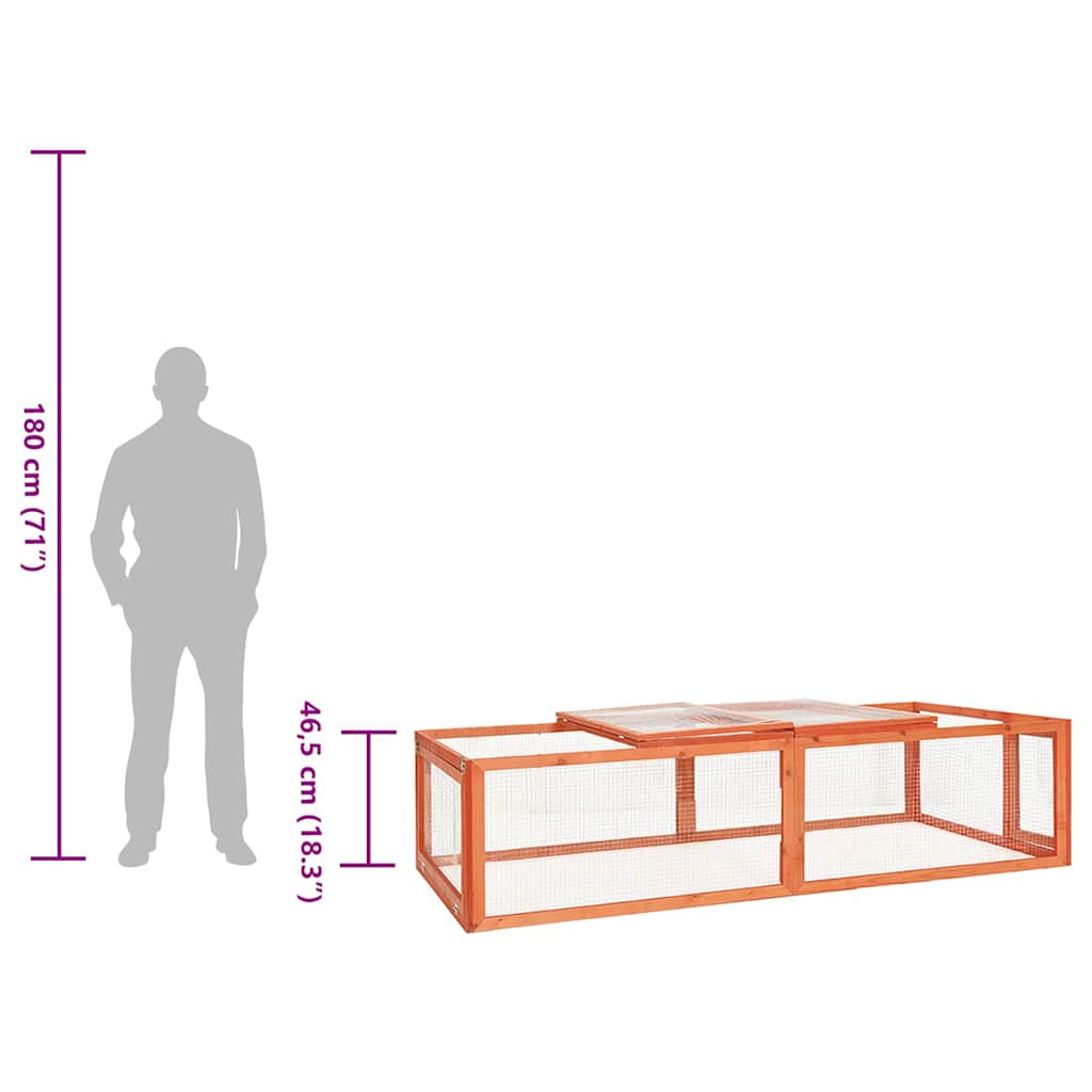 Κλουβί Κουνελιών 183 x 90 x 46,5 εκ. από Μασίφ Ξύλο Ελάτης