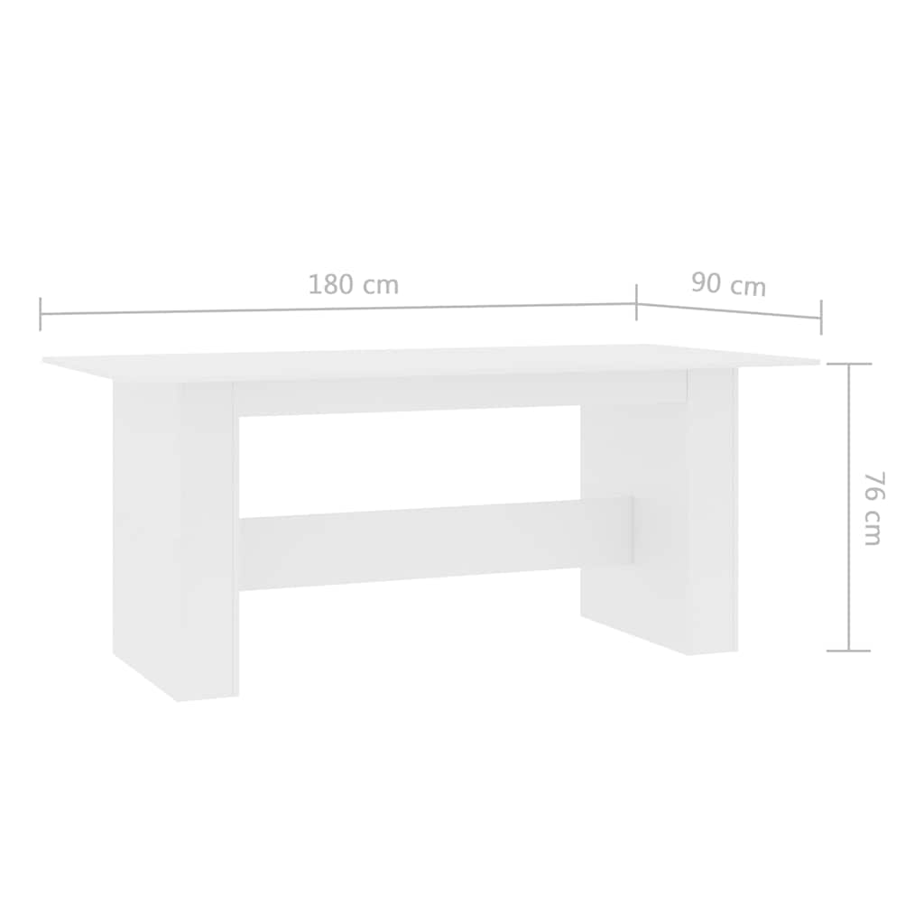 Τραπεζαρία Λευκή 180 x 90 x 76 εκ. από Επεξ. Ξύλο