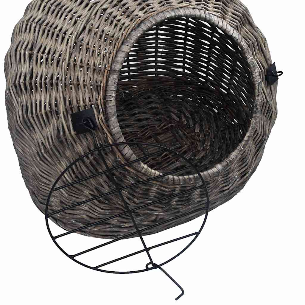 Καλάθι Μεταφοράς Γάτας Γκρι 60x45x45 εκ. από Φυσικό Ξύλο Ιτιάς