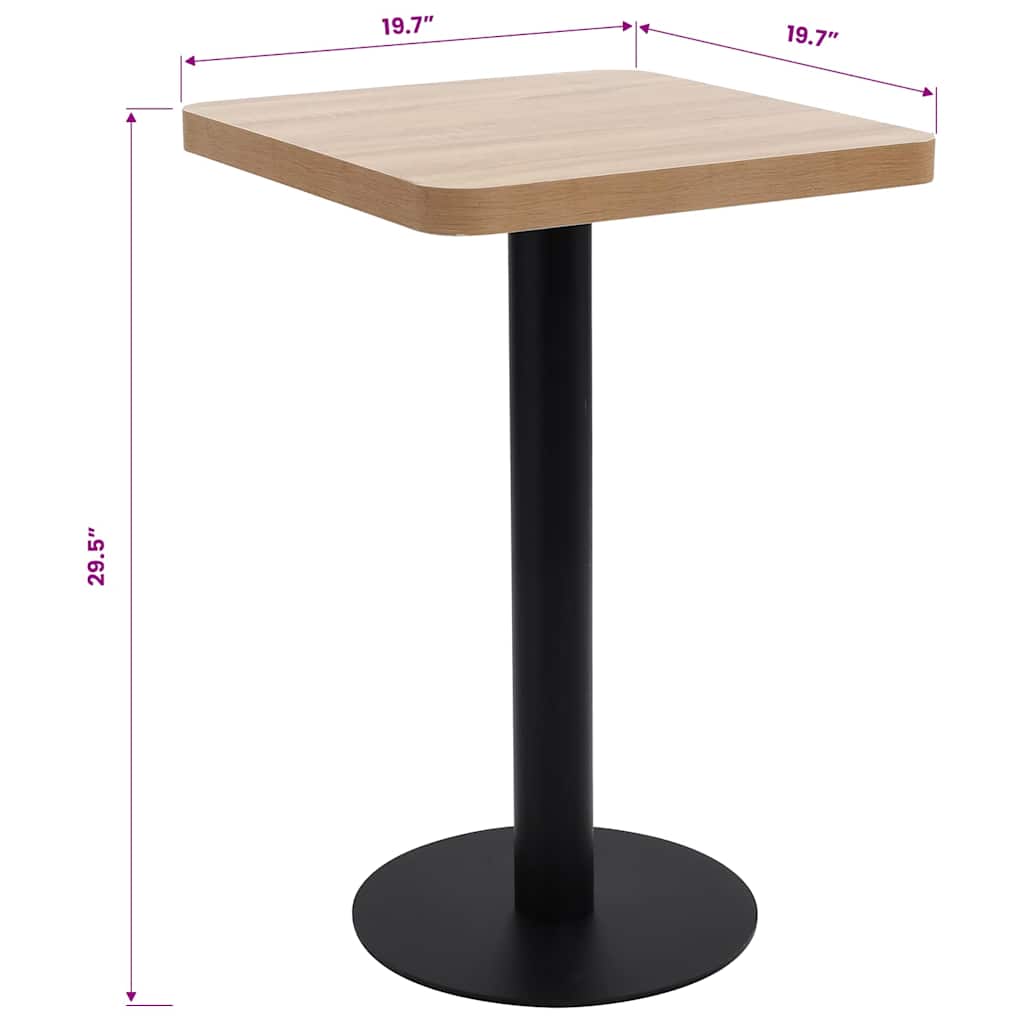 Τραπέζι Bistro Ανοιχτό Καφέ 50 x 50 εκ. από MDF