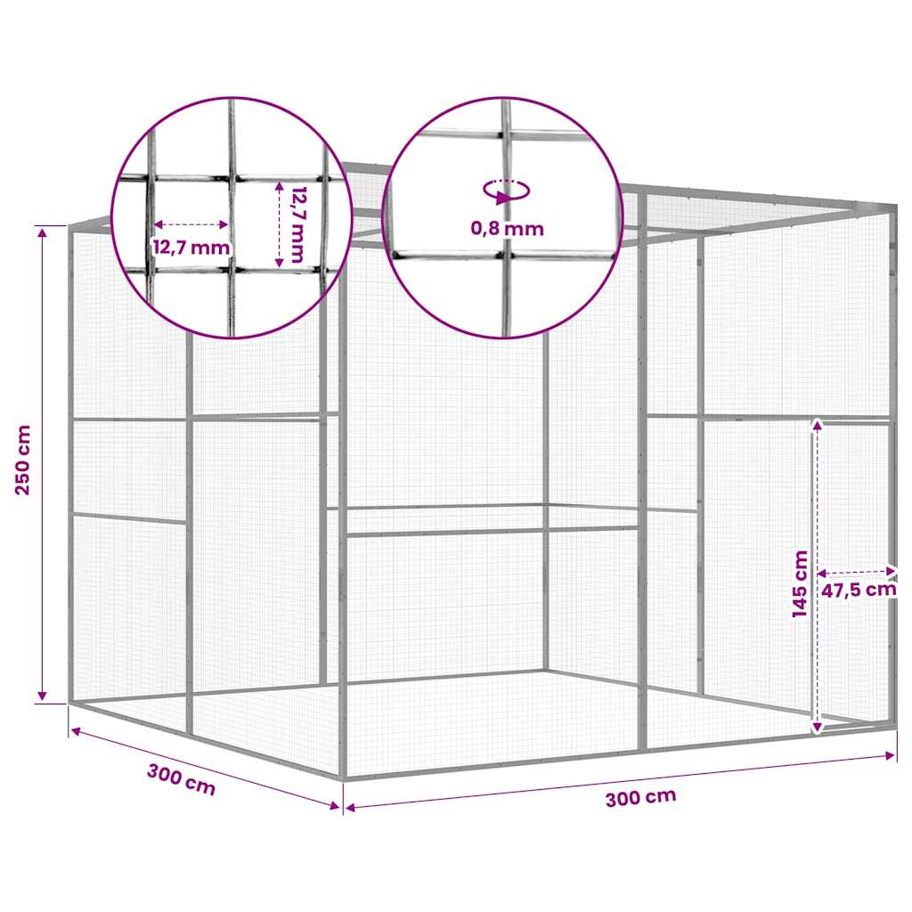 Κλουβί Γάτας 3 x 3 x 2,5 μ. από Γαλβανισμένο Χάλυβα