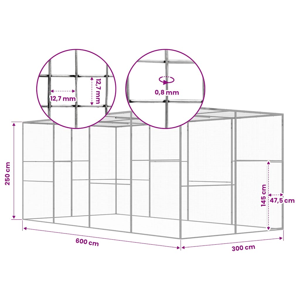 Κλουβί Γάτας 6 x 3 x 2,5 μ. από Γαλβανισμένο Χάλυβα