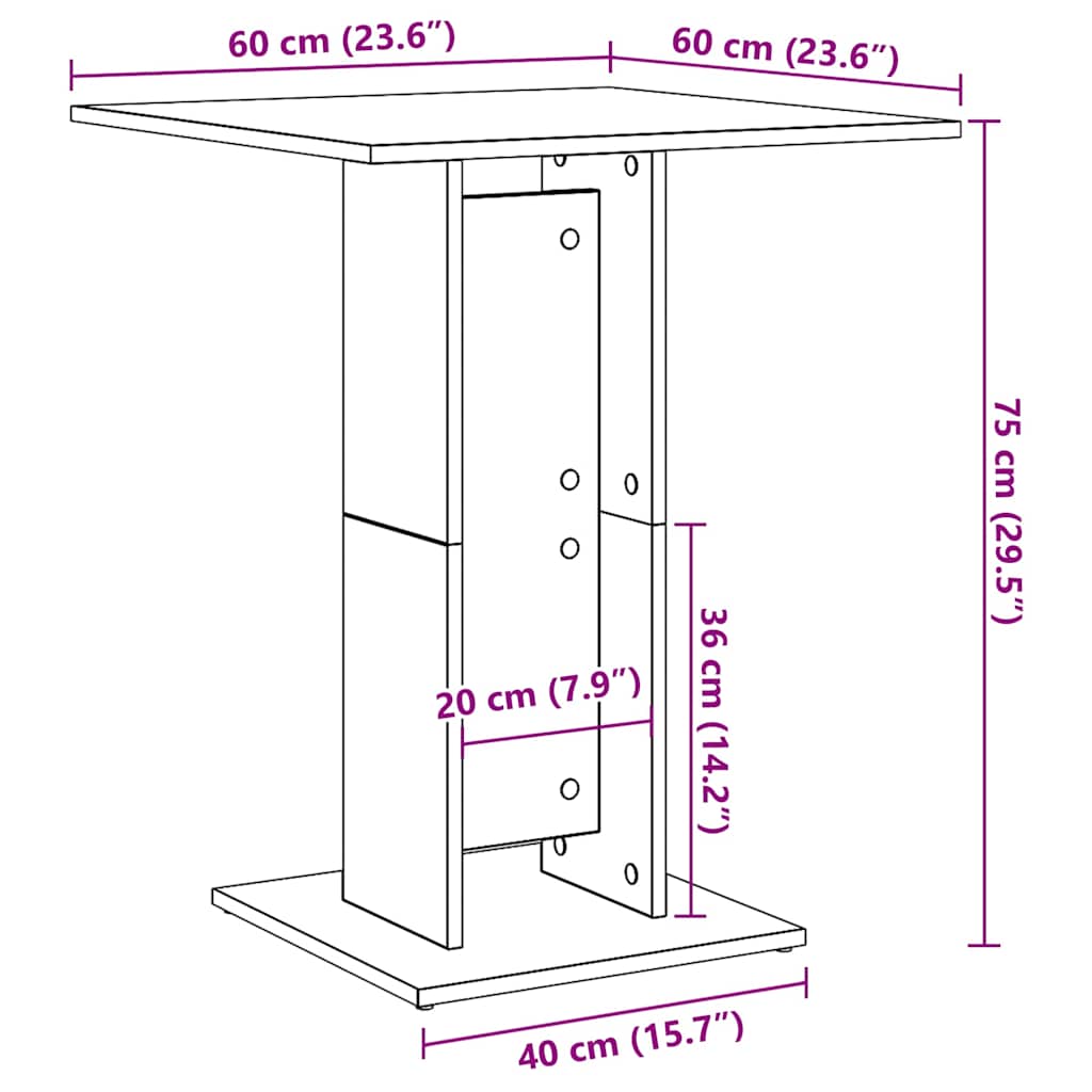 Τραπέζι Bistro Λευκό 60 x 60 x 75 εκ. Επεξ. Ξύλο