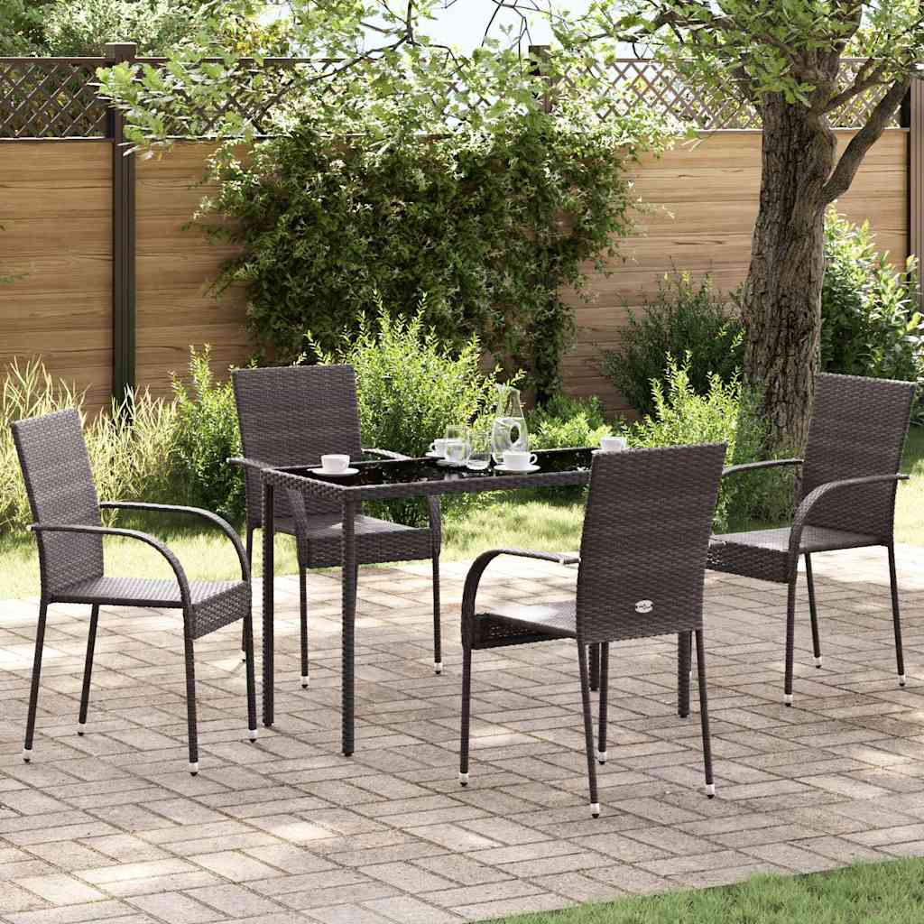 Καρέκλες Κήπου Στοιβαζόμενες 4 τεμ. Καφέ από Συνθετικό Ρατάν