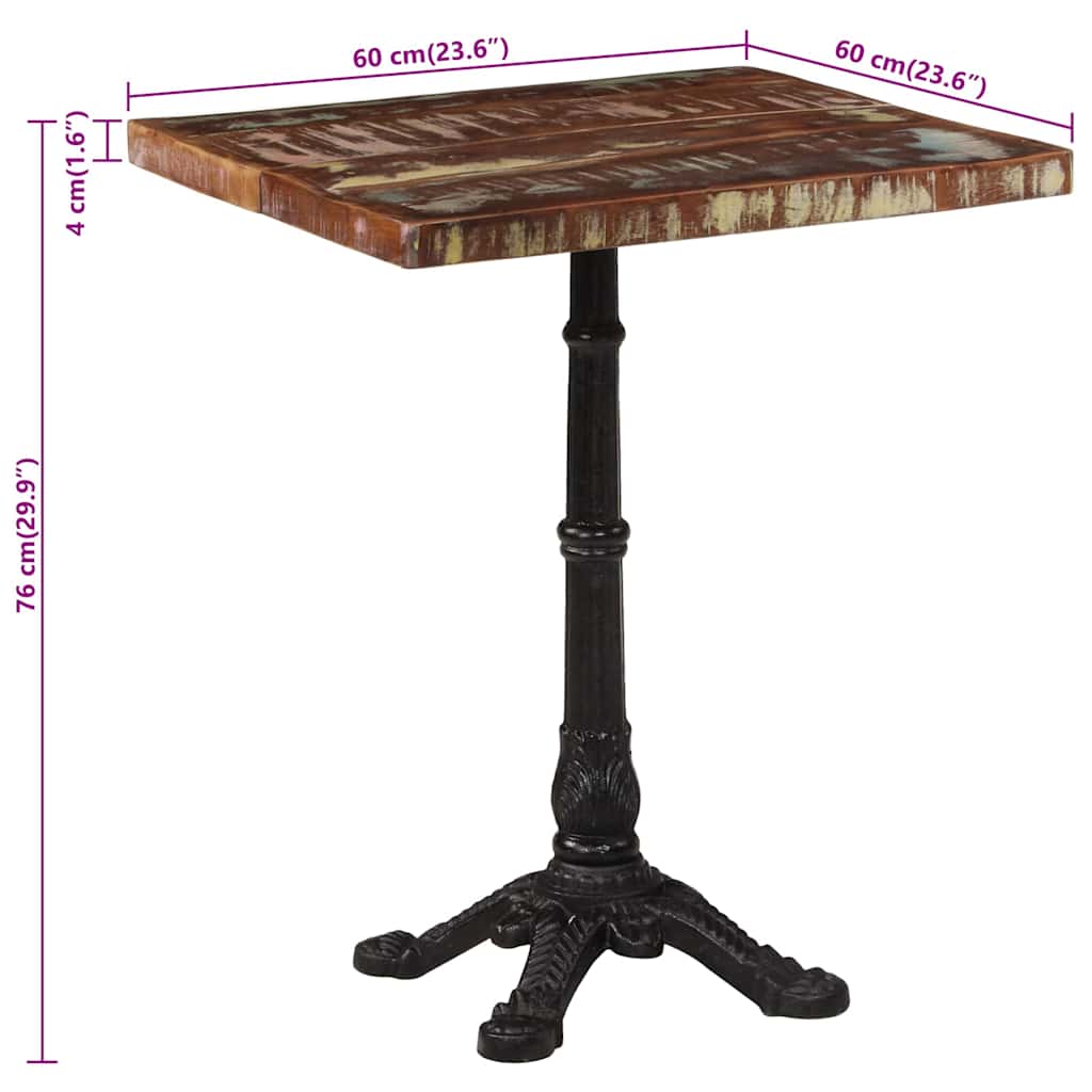 Τραπέζι Bistro 60 x 60 x 76 εκ. Μασίφ Ανακυκλωμένο Ξύλο