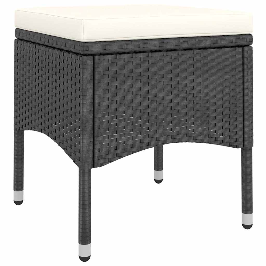 Καρέκλα και Σκαμπό Κήπου Σετ 4 Τεμαχίων Μαύρο Συνθετικό Ρατάν – εικόνα προϊόντος 7