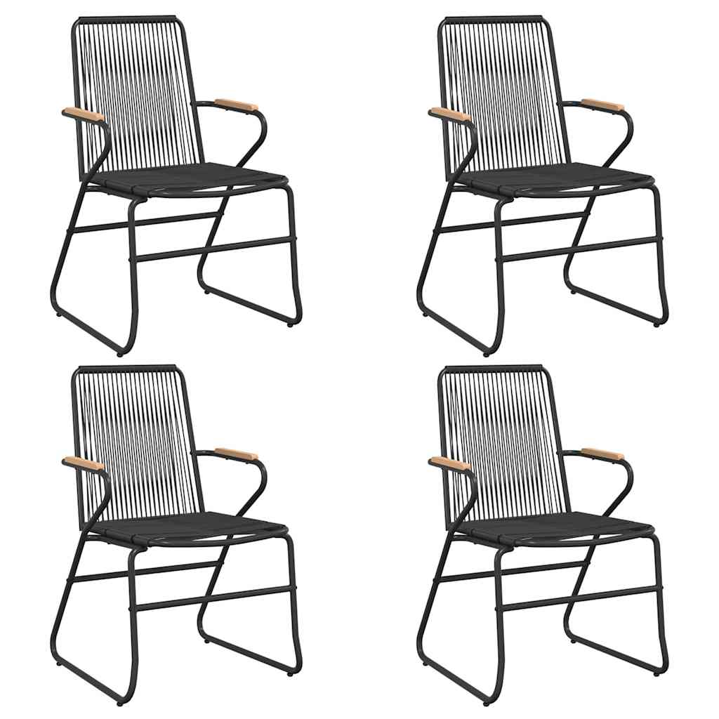 Καρέκλες Κήπου 4 τεμ. Μαύρες 58 x 59 x 85,5 εκ. Ρατάν PVC – εικόνα προϊόντος 2