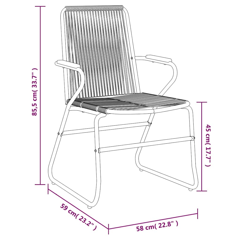 Καρέκλες Κήπου 4 τεμ. Μαύρες 58 x 59 x 85,5 εκ. Ρατάν PVC – εικόνα προϊόντος 8