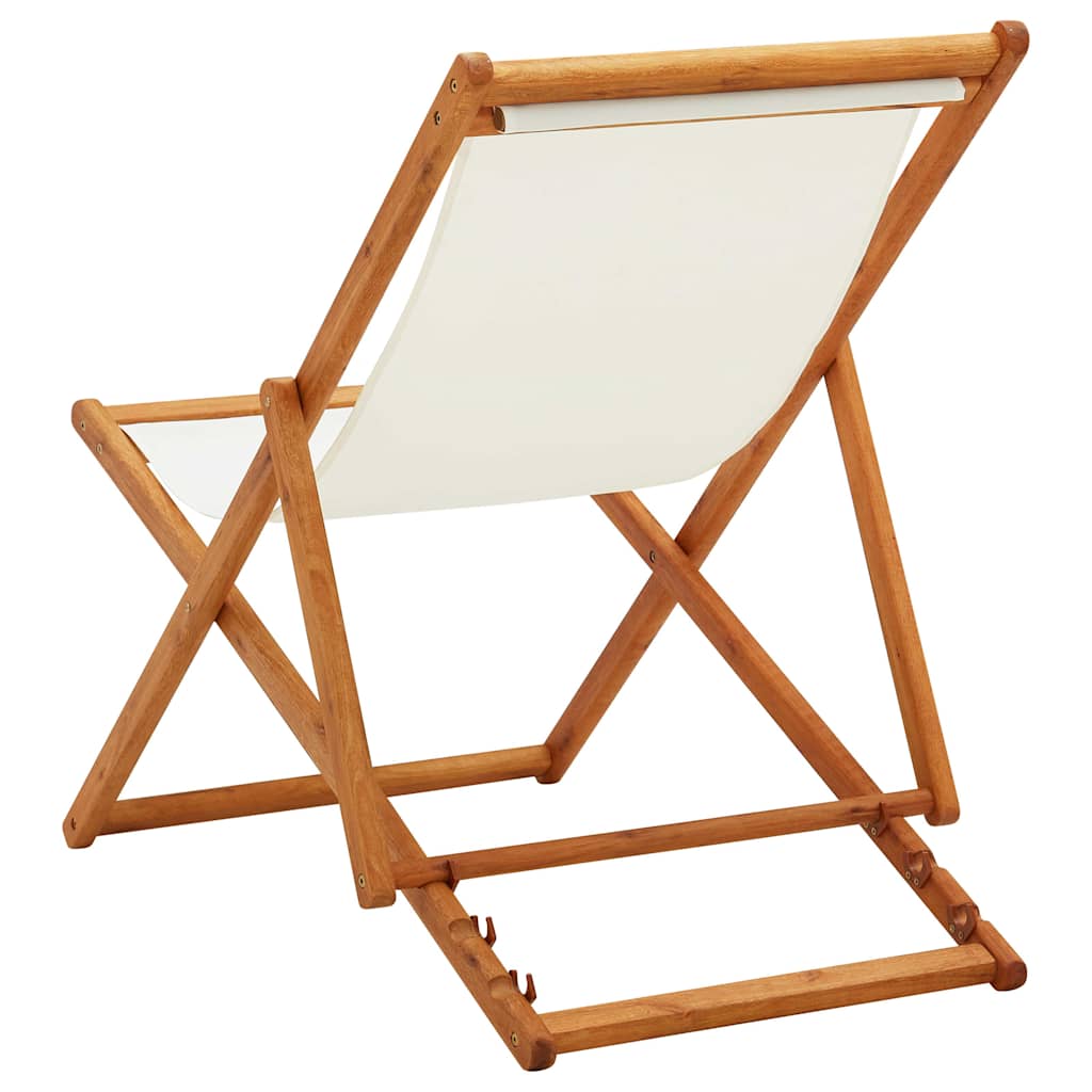 Πτυσσόμενη καρέκλα από ξύλο ευκαλύπτου και ύφασμα σε κρεμ λευκό χρώμα – εικόνα προϊόντος 4