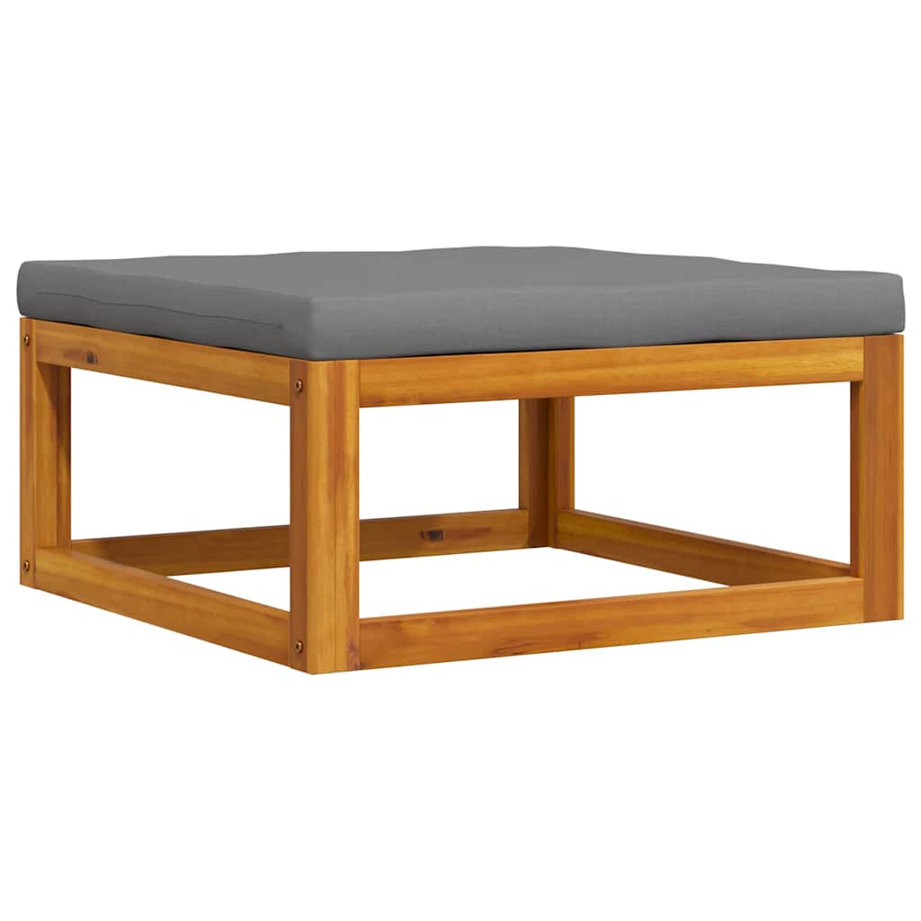 Υποπόδιο απο Μασίφ Ξύλο Ακακίας με Σκούρο Γκρι Μαξιλάρι