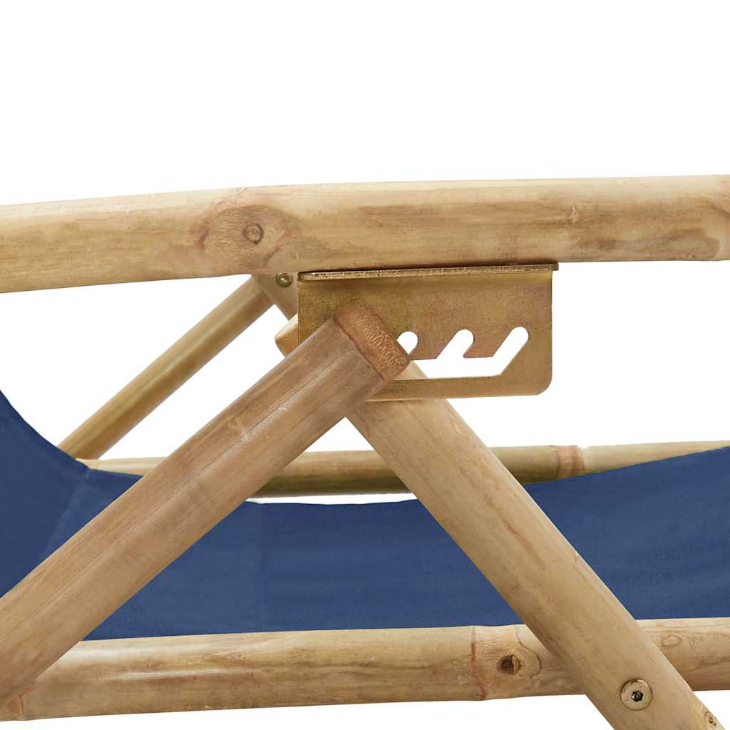 Ανακλινόμενη πτυσσόμενη καρέκλα από μπαμπού και ύφασμα σε μπλε ναυτικό χρώμα – εικόνα προϊόντος 6