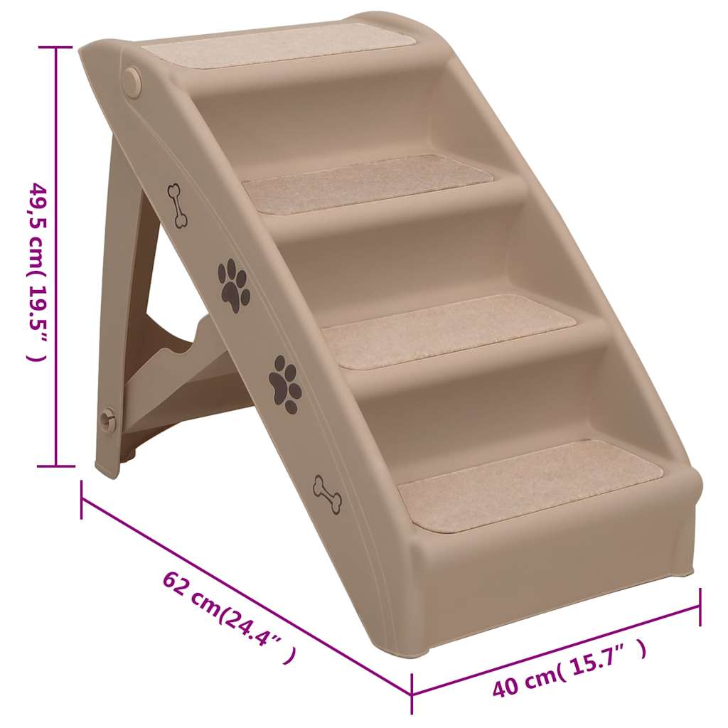 Σκαλάκια για Σκύλους Πτυσσόμενα Καφέ 62 x 40 x 49,5 εκ.