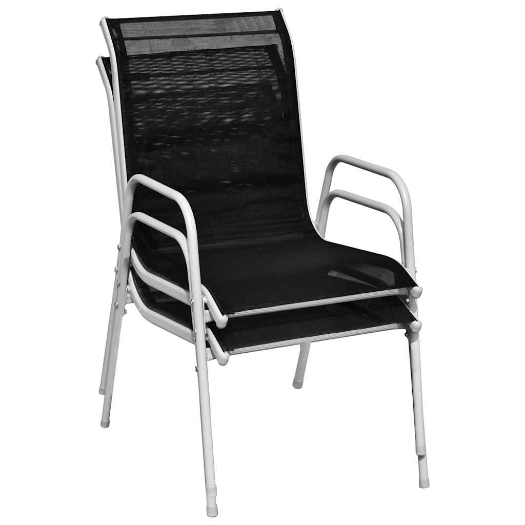 Καρέκλες Κήπου Στοιβαζόμενες 2 τεμ. Μαύρες από Ατσάλι/Textilene – εικόνα προϊόντος 5