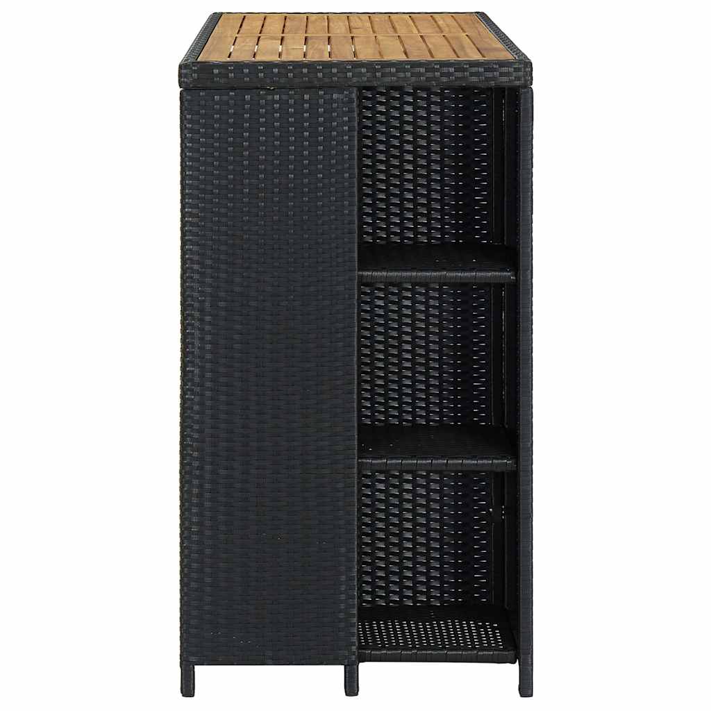 Τραπέζι Μπαρ με Ράφια Μαύρο 120x60x110 εκ. από Συνθετικό Ρατάν