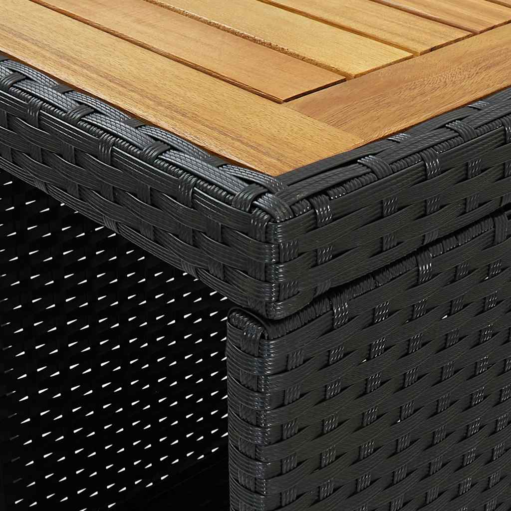 Τραπέζι Μπαρ με Ράφια Μαύρο 120x60x110 εκ. από Συνθετικό Ρατάν
