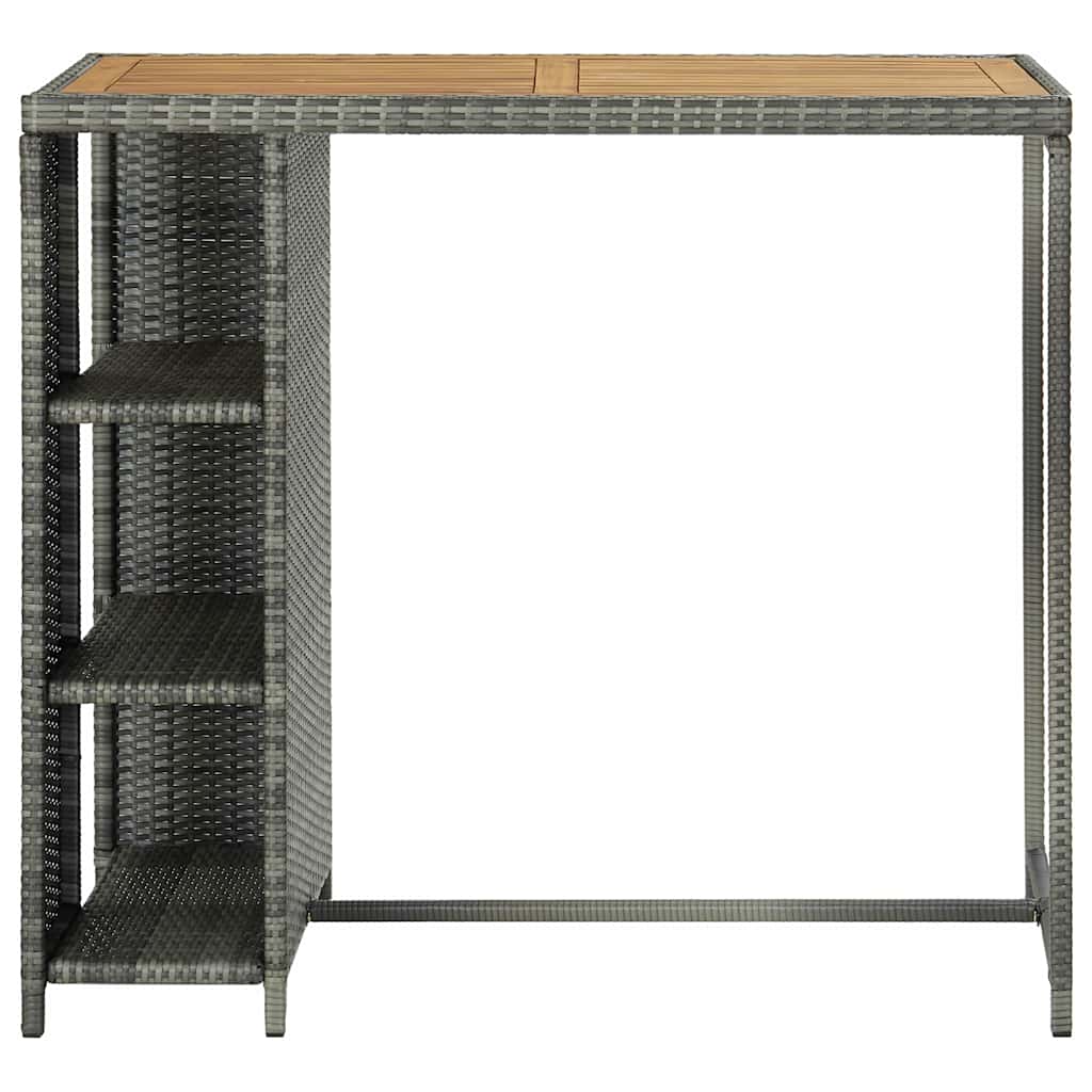 Τραπέζι Μπαρ με Ράφια Γκρι 120x60x110 εκ. από Συνθετικό Ρατάν