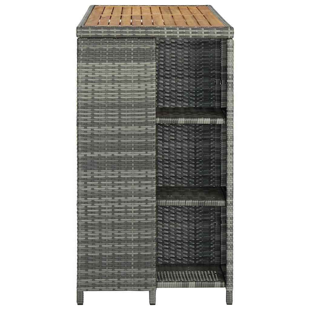 Τραπέζι Μπαρ με Ράφια Γκρι 120x60x110 εκ. από Συνθετικό Ρατάν