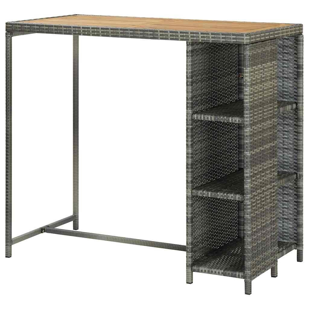 Τραπέζι Μπαρ με Ράφια Γκρι 120x60x110 εκ. από Συνθετικό Ρατάν
