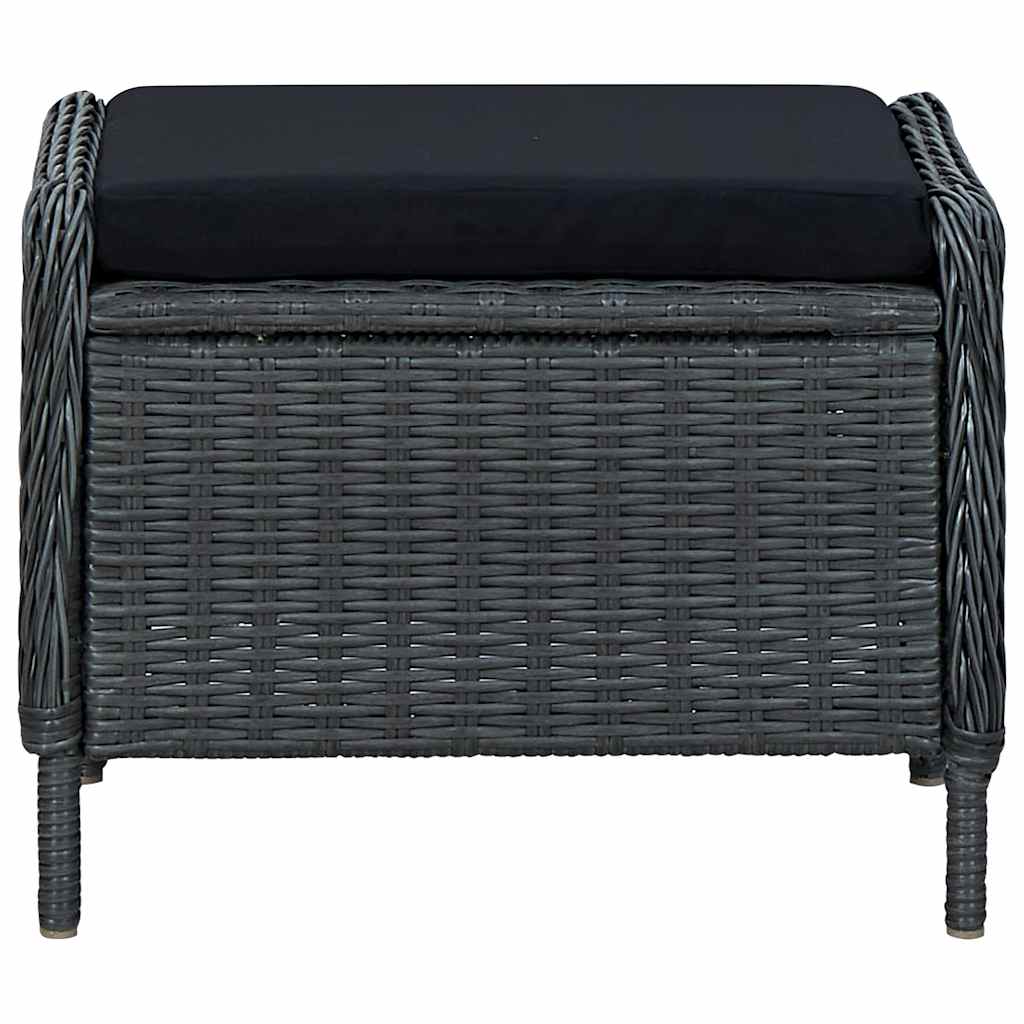 Πολυθρόνα Κήπου Ανακλινόμενη Σκ. Γκρι Συνθ. Ρατάν με Υποπόδιο – εικόνα προϊόντος 7