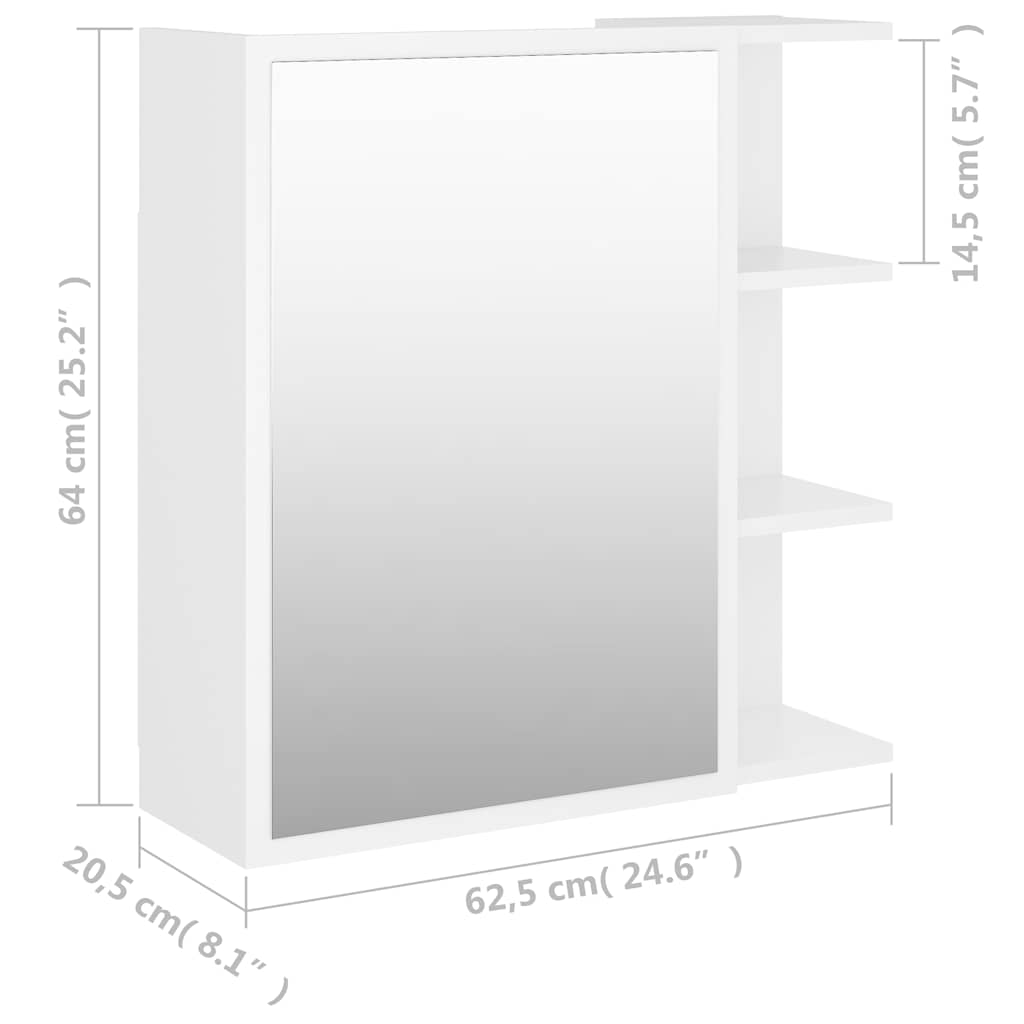 Καθρέφτης Μπάνιου Λευκός 62,5 x 20,5 x 64 εκ. από Επεξ. Ξύλο