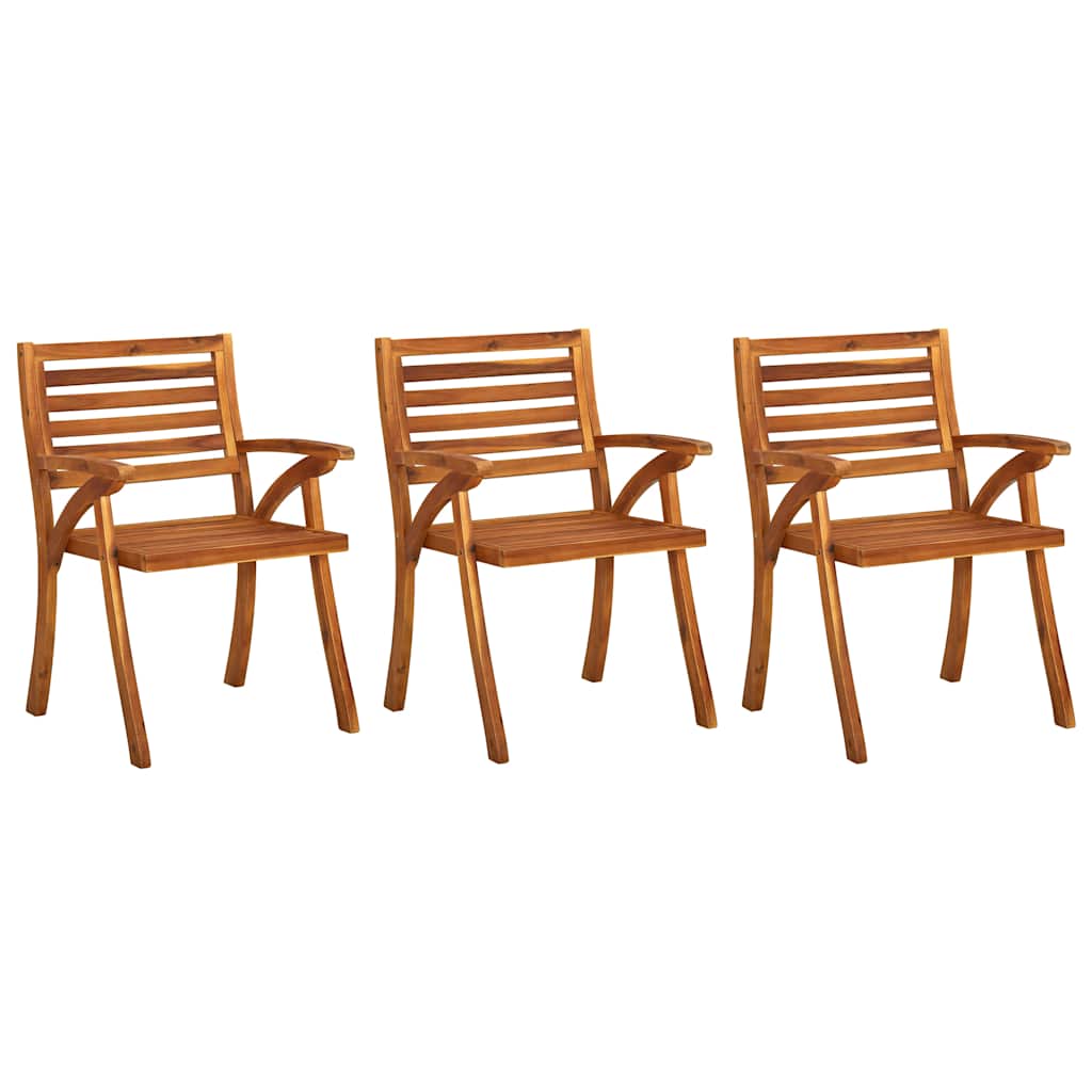 Καρέκλες Τραπεζαρίας Κήπου 3 τεμ Μασίφ Ξύλο Ακακίας & Μαξιλάρια – εικόνα προϊόντος 2