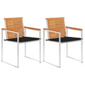 Καρέκλες Κήπου με Μαξιλάρια 2 τεμ. Μασίφ Ξύλο Ακακίας/Ατσάλι