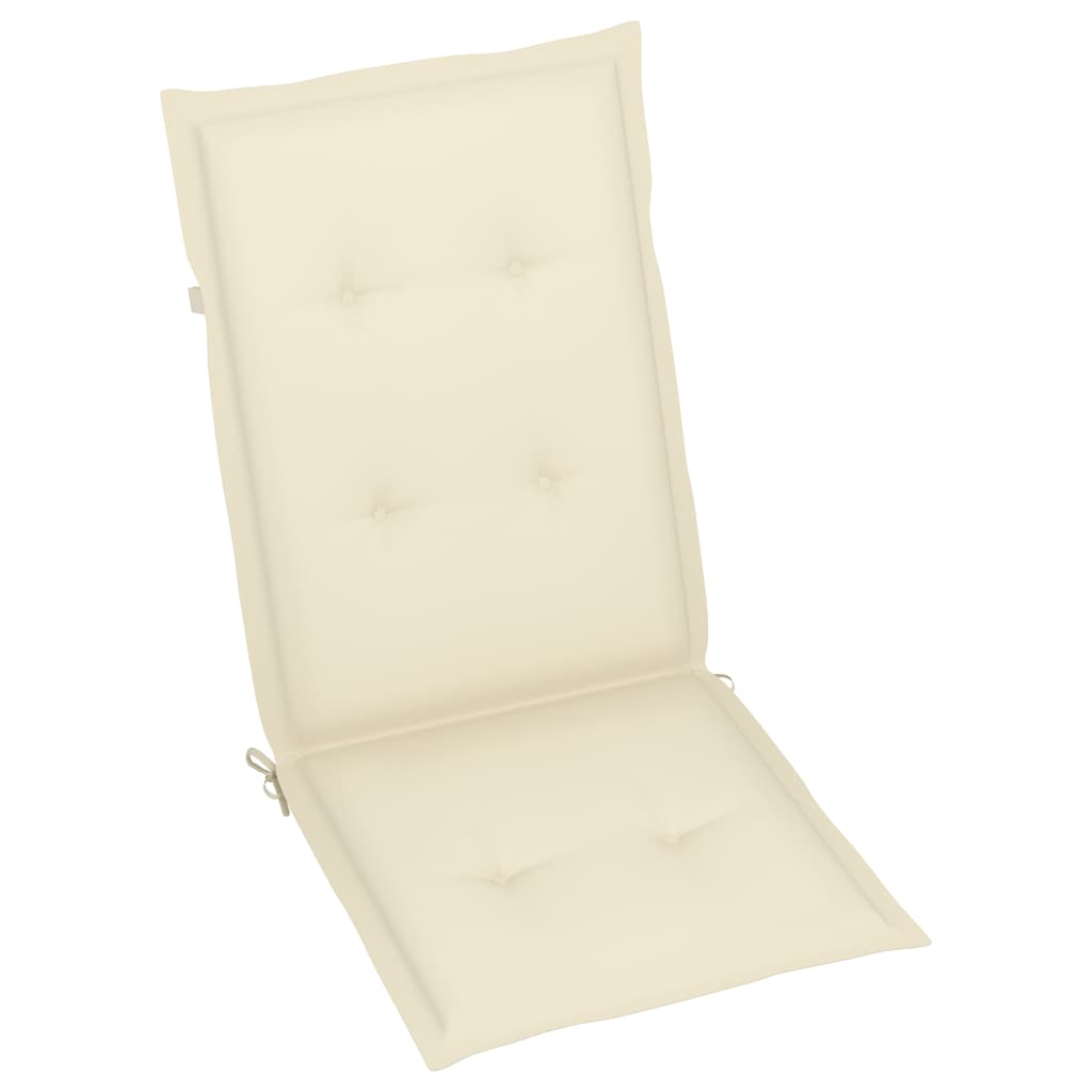 Πτυσσόμενες καρέκλες 2 τεμ. με μαξιλάρια κρεμ χρώματος από μασίφ ξύλο τικ – εικόνα προϊόντος 7