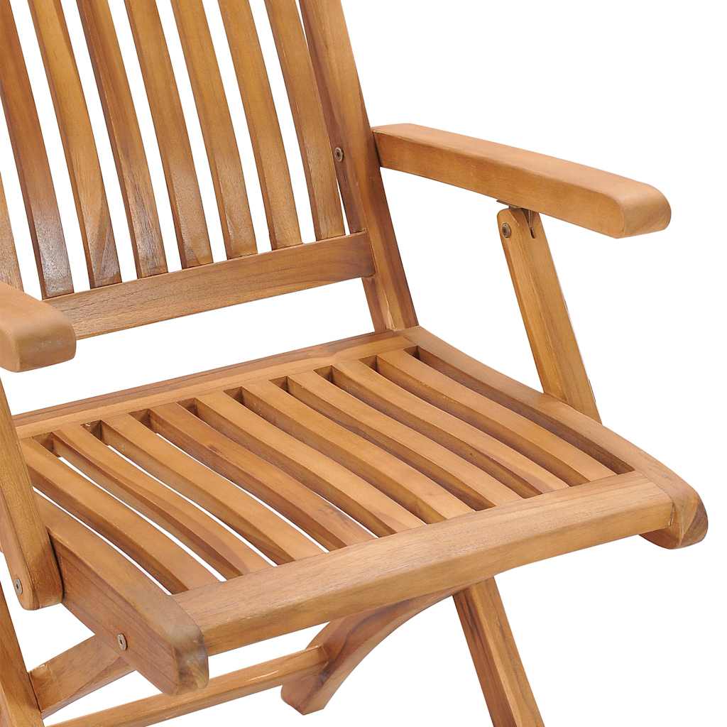 Πτυσσόμενες καρέκλες 2 τεμ. με μαξιλάρια σε χρώμα κρασιού, από μασίφ ξύλο τικ – εικόνα προϊόντος 5