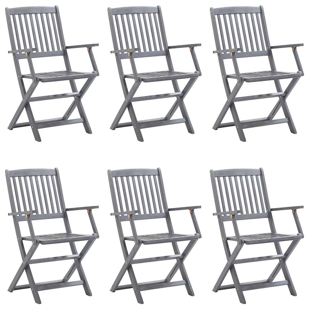 Πτυσσόμενες Καρέκλες 6 τεμ. με Μαξιλάρια από Μασίφ Ξύλο Ακακίας – εικόνα προϊόντος 2
