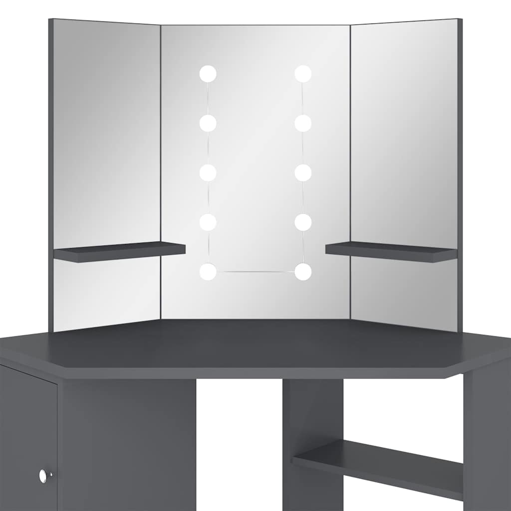 Μπουντουάρ Γωνιακό με LED Γκρι 111 x 54 x 141,5 εκ.
