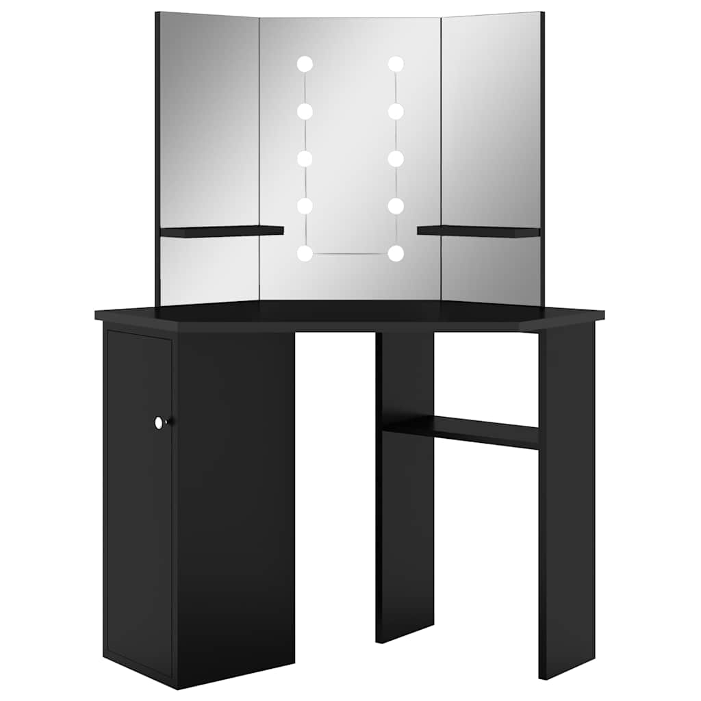Μπουντουάρ Γωνιακό με LED Μαύρο 111 x 54 x 141,5 εκ.