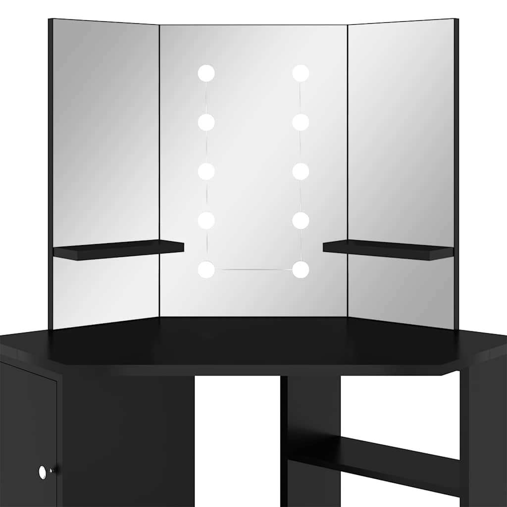 Μπουντουάρ Γωνιακό με LED Μαύρο 111 x 54 x 141,5 εκ.