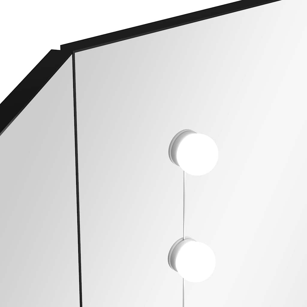 Μπουντουάρ Γωνιακό με LED Μαύρο 111 x 54 x 141,5 εκ.