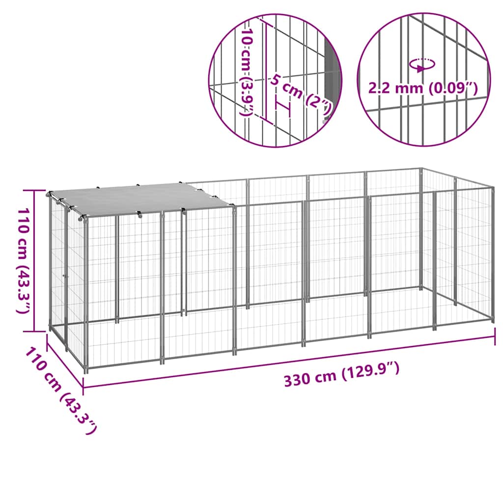 Σπιτάκι σκύλου Ασημί 330 x 110 x 110 από Ατσάλι
