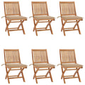 Πτυσσόμενες Καρέκλες με Μαξιλάρια 6 τεμ. από Μασίφ Ξύλο Teak