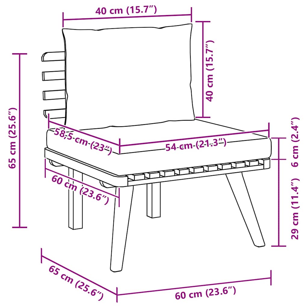 Σαλόνι Κήπου Σετ 2 Τεμαχίων από Μασίφ Ξύλο Ακακίας με Μαξιλάρια