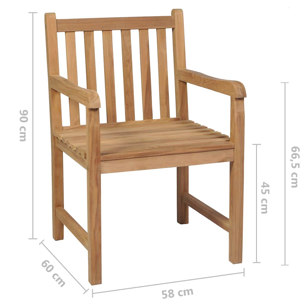 Καρέκλες Κήπου 6 τεμ. από Μασίφ Ξύλο Teak με Μαύρα Μαξιλάρια – εικόνα προϊόντος 9