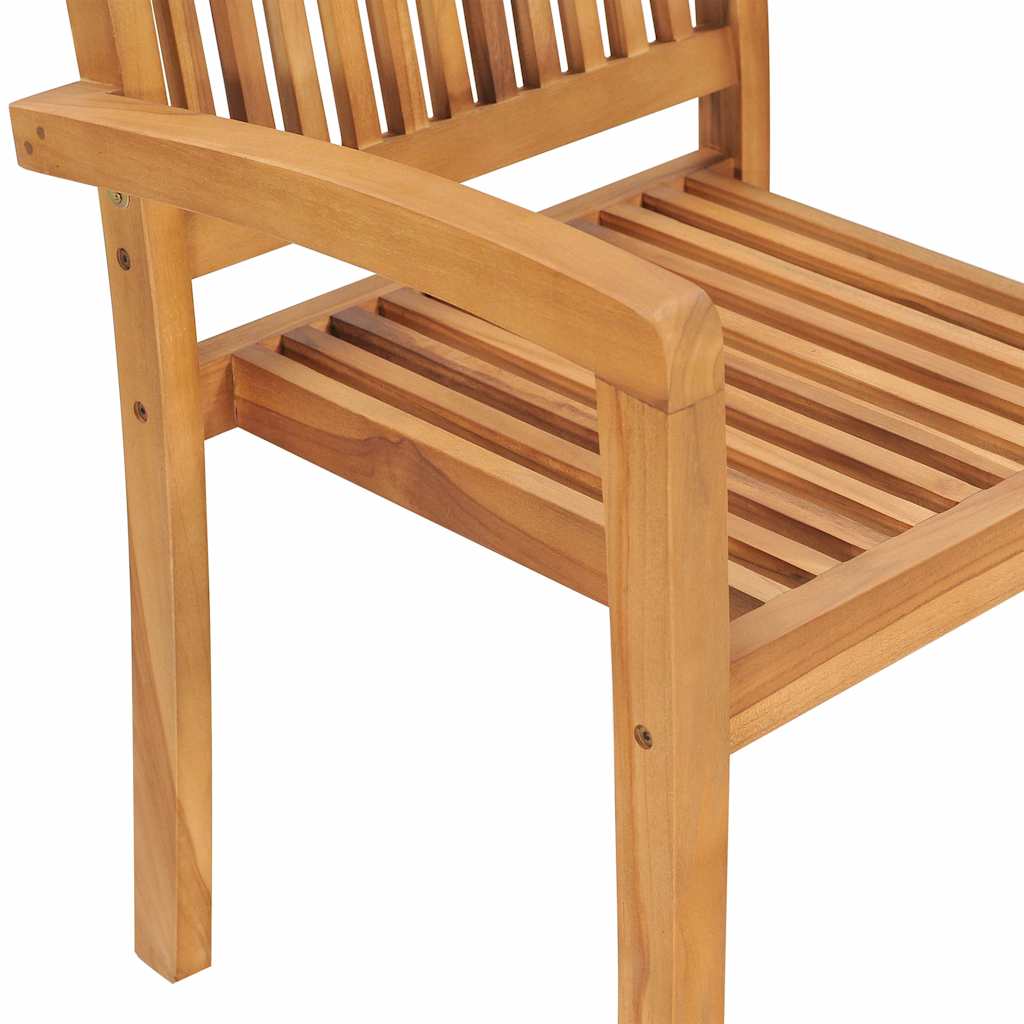 Καρέκλες Κήπου Στοιβαζόμενες 6 τεμ. Μασίφ Ξύλο Teak & Μαξιλάρια – εικόνα προϊόντος 6