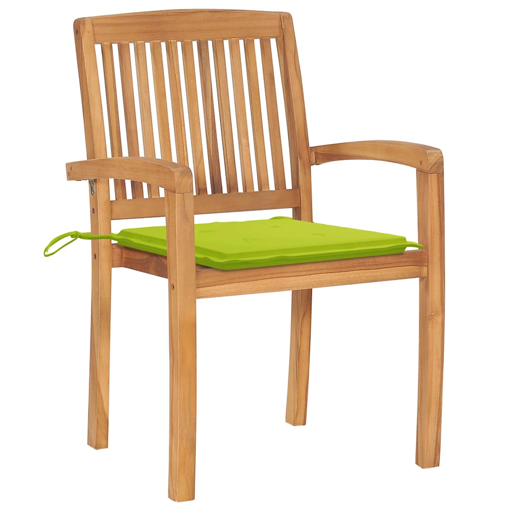 Καρέκλες Κήπου Στοιβαζόμενες 6 τεμ. Μασίφ Ξύλο Teak & Μαξιλάρια – εικόνα προϊόντος 3