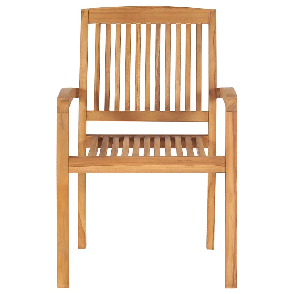 Καρέκλες Κήπου Στοιβαζόμενες 4 τεμ. Μασίφ Ξύλο Teak & Μαξιλάρια – εικόνα προϊόντος 5