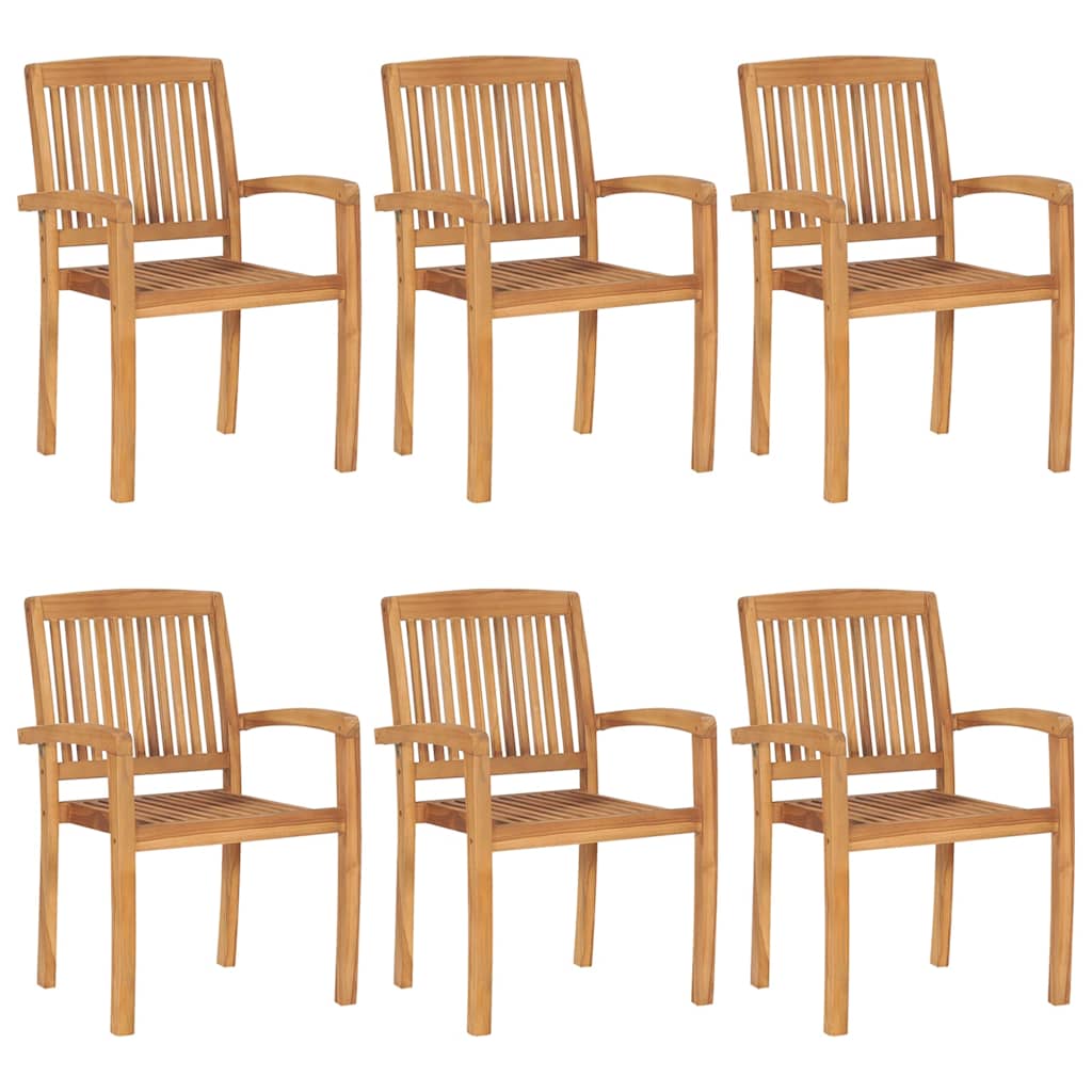 Καρέκλες Κήπου Στοιβαζόμενες 6 τεμ. Μασίφ Ξύλο Teak & Μαξιλάρια – εικόνα προϊόντος 2