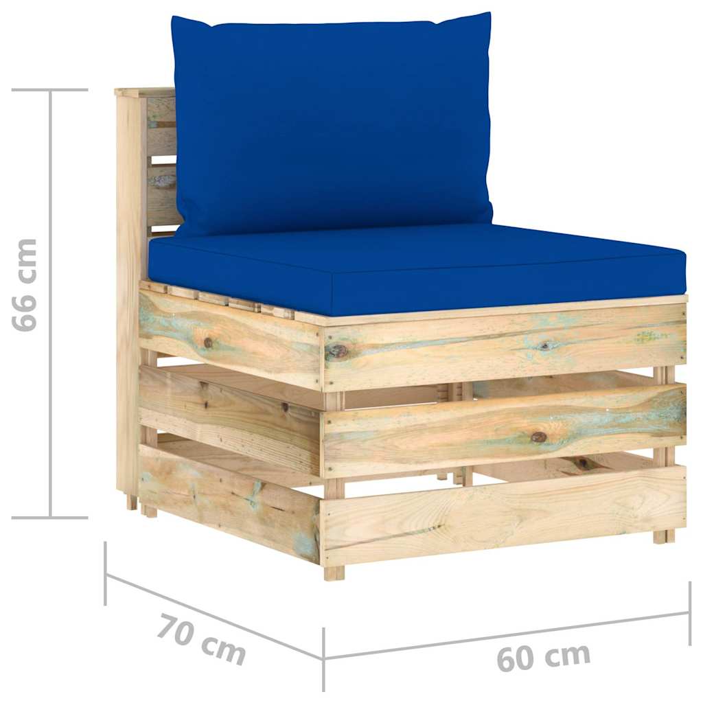 Καναπές Μεσαίος Τμηματικός Πράσινο Εμποτισμένο Ξύλο +Μαξιλάρια
